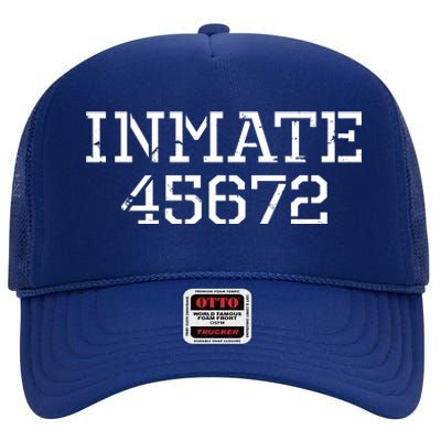 Inmate 45672 Jail Halloween Costume High Crown Mesh Back Trucker Hat