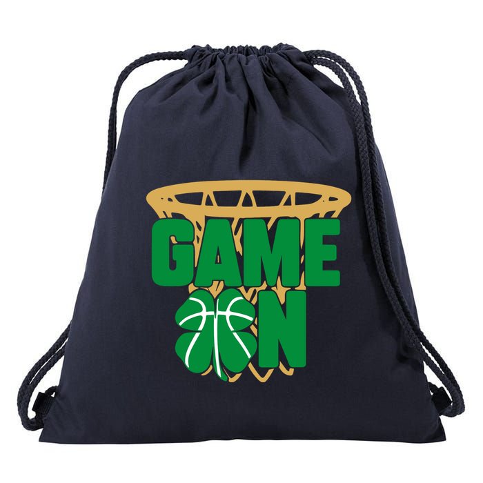 Irish 4 Leaf Clover Net Game On Basketball St. Patricks Day Drawstring Bag