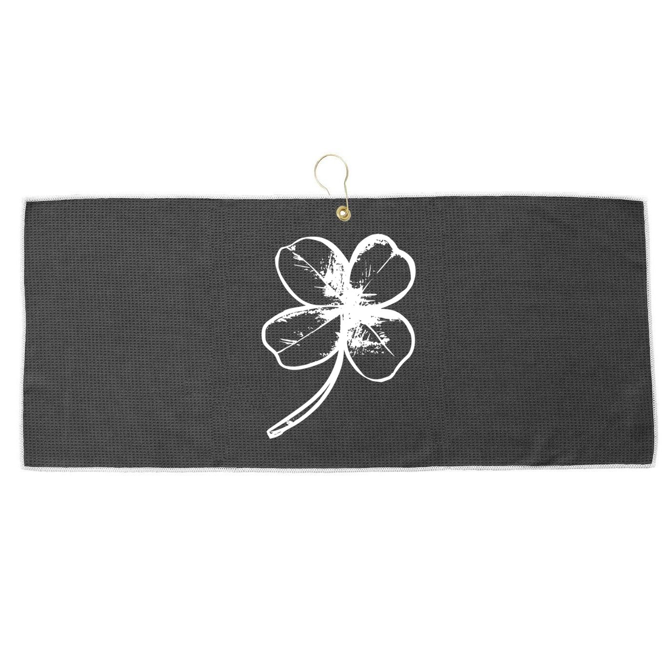 Irish 4 Leaf Clover Shamrock Ireland Vacation Travel Green Cool Gift Large Microfiber Waffle Golf Towel