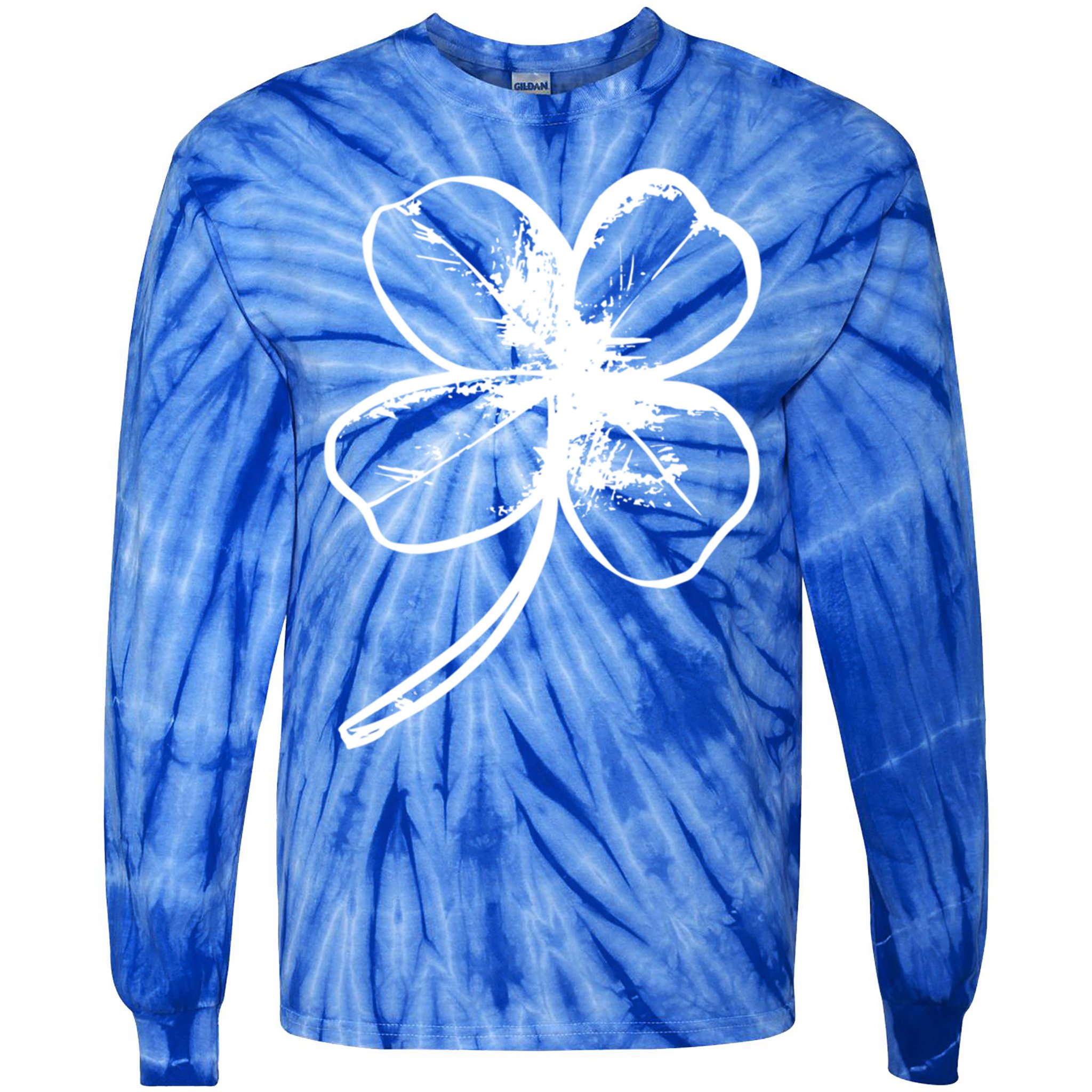 Irish 4 Leaf Clover Shamrock Ireland Vacation Travel Green Cool Gift Tie-Dye Long Sleeve Shirt