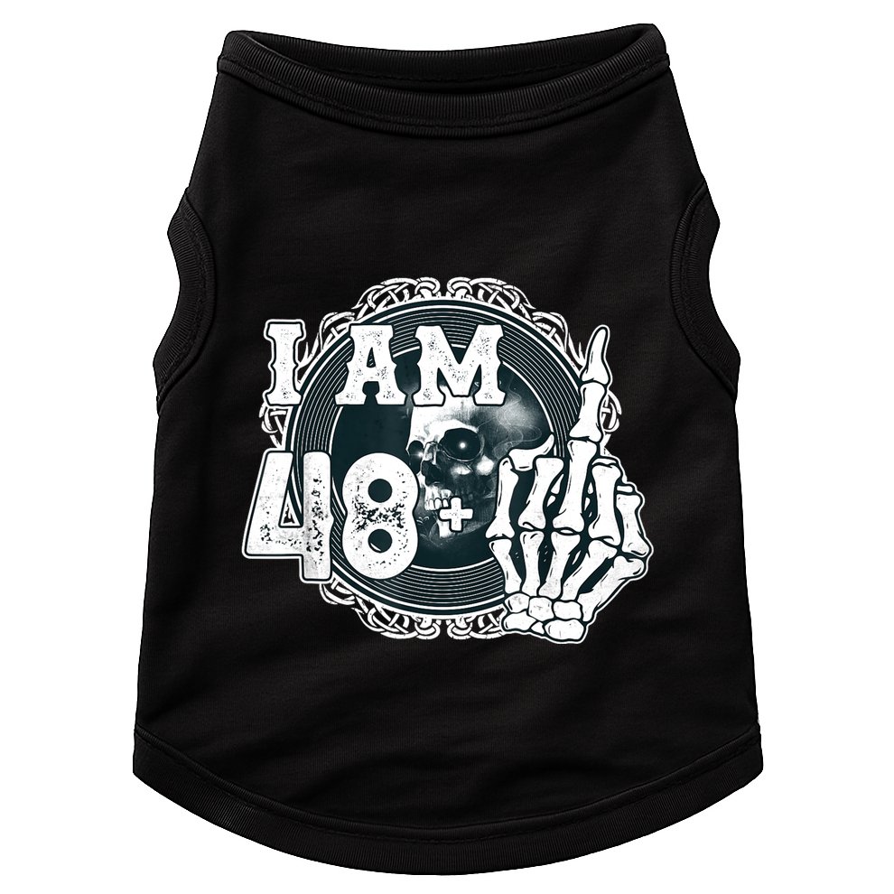 IM 48 Plus 1 Middle Finger Skull Funny 49th Birthday Doggie Tank
