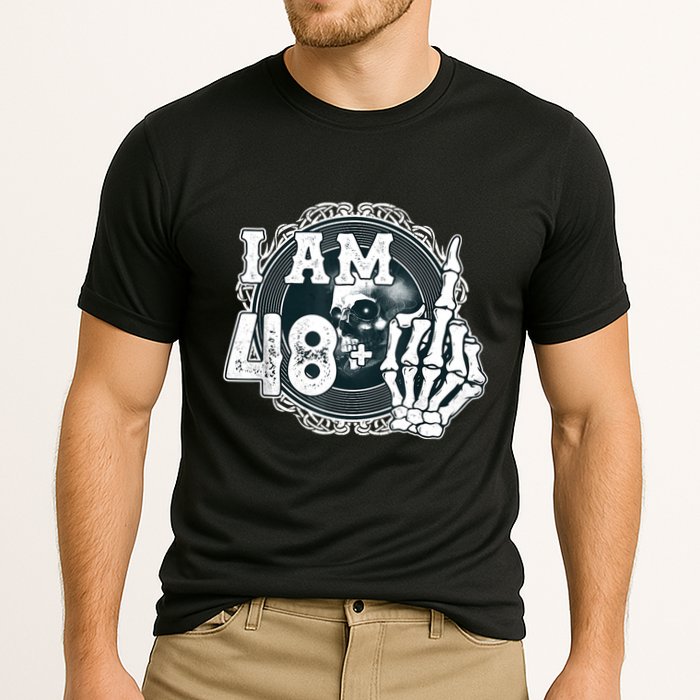 IM 48 Plus 1 Middle Finger Skull Funny 49th Birthday Cooling Performance Crew T-Shirt