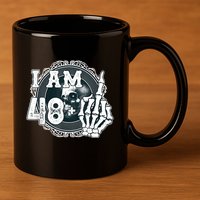 IM 48 Plus 1 Middle Finger Skull Funny 49th Birthday 11oz C Handle Ceramic Mug