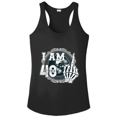 IM 48 Plus 1 Middle Finger Skull Funny 49th Birthday Ladies PosiCharge Competitor Racerback Tank