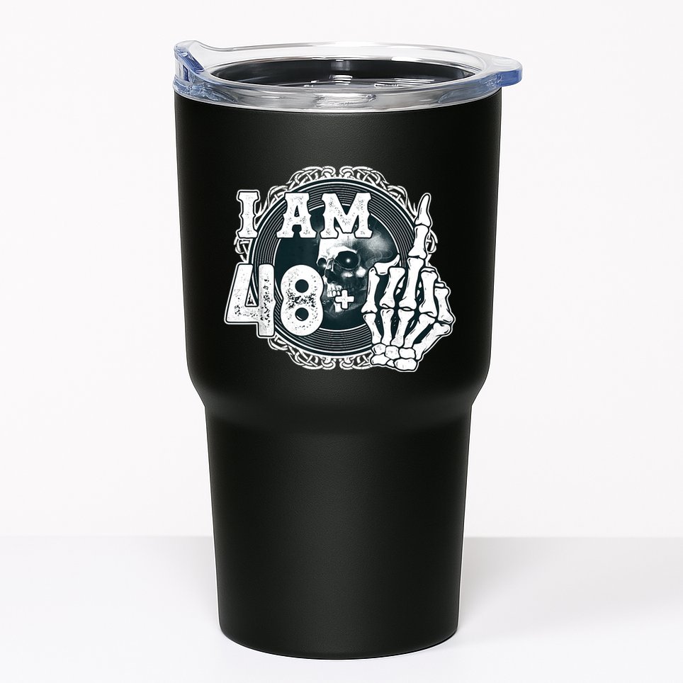 IM 48 Plus 1 Middle Finger Skull Funny 49th Birthday Tumbler