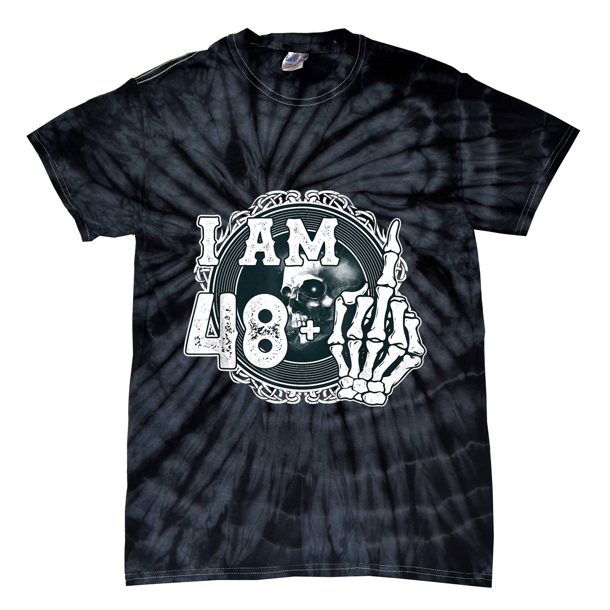 IM 48 Plus 1 Middle Finger Skull Funny 49th Birthday Tie-Dye T-Shirt