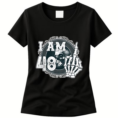 IM 48 Plus 1 Middle Finger Skull Funny 49th Birthday Womens T-Shirt