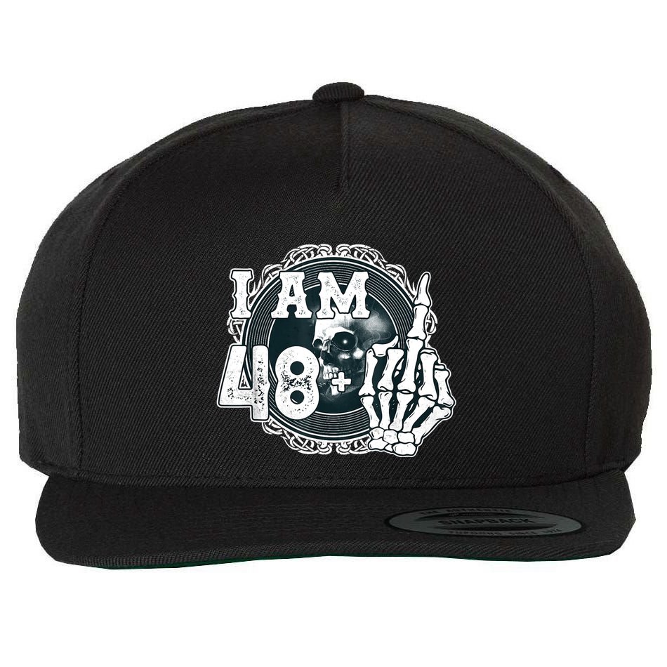 IM 48 Plus 1 Middle Finger Skull Funny 49th Birthday Wool Snapback Cap