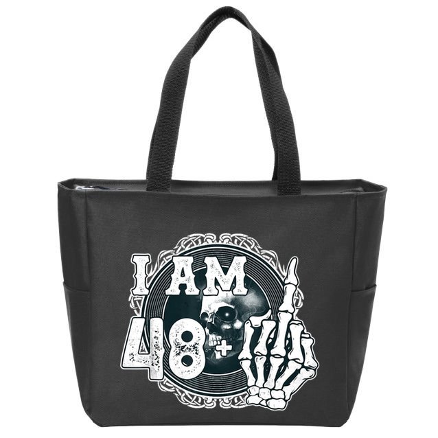 IM 48 Plus 1 Middle Finger Skull Funny 49th Birthday Zip Tote Bag