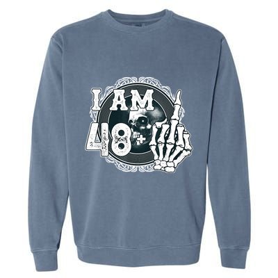 IM 48 Plus 1 Middle Finger Skull Funny 49th Birthday Garment-Dyed Sweatshirt