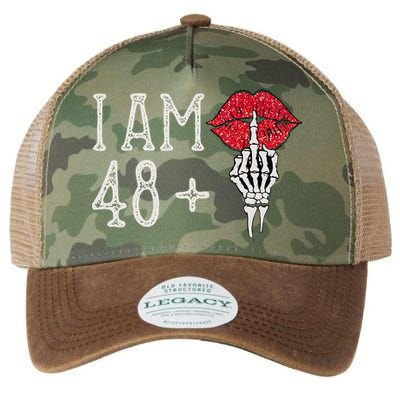 IM 48 Plus 1 Middle Finger Skull Funny 49th Birthday Legacy Tie Dye Trucker Hat