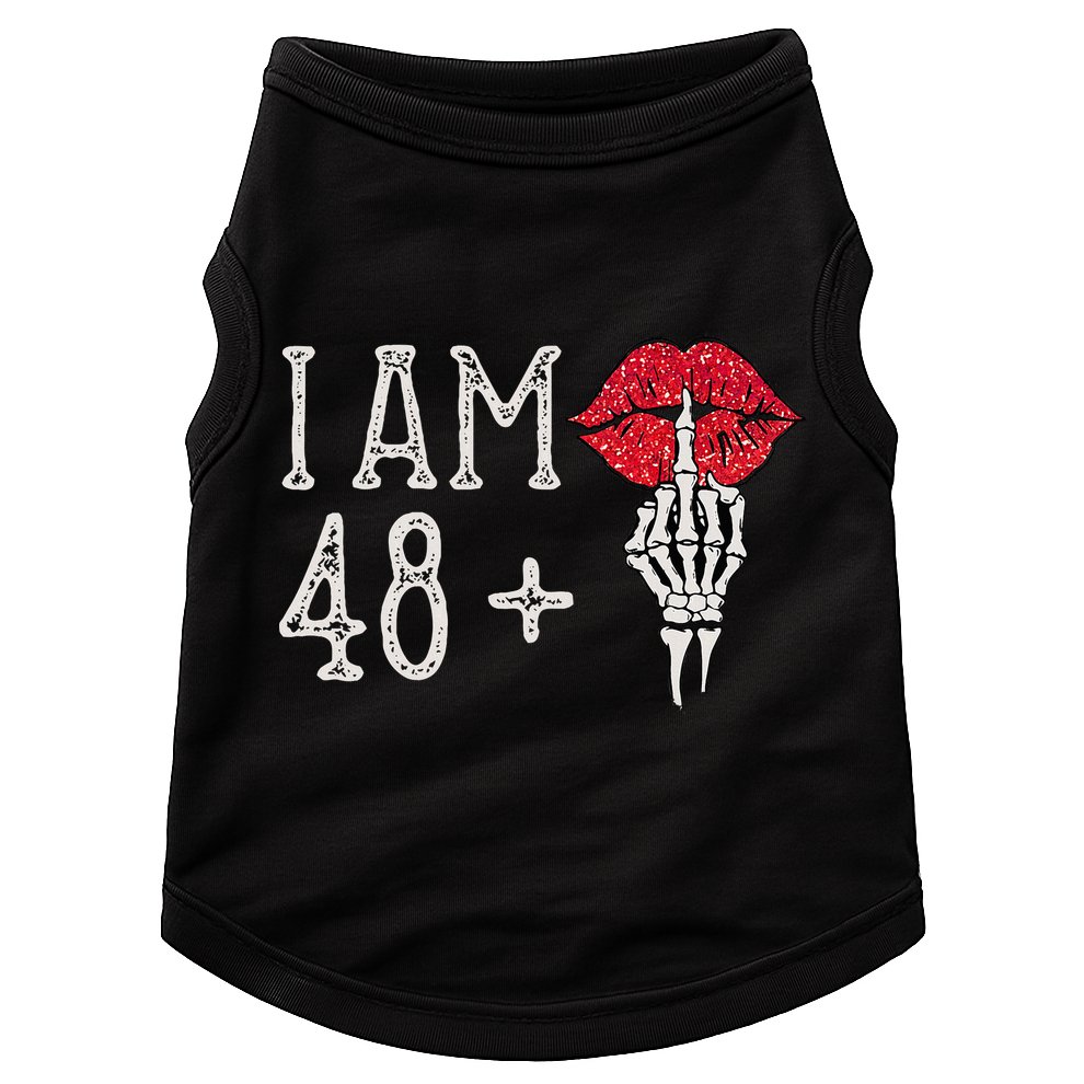 IM 48 Plus 1 Middle Finger Skull Funny 49th Birthday Doggie Tank
