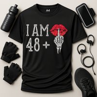 IM 48 Plus 1 Middle Finger Skull Funny 49th Birthday Cooling Performance Crew T-Shirt
