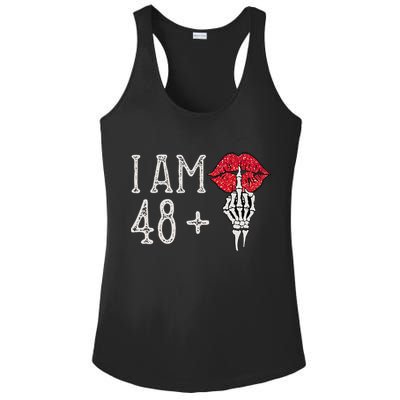 IM 48 Plus 1 Middle Finger Skull Funny 49th Birthday Ladies PosiCharge Competitor Racerback Tank
