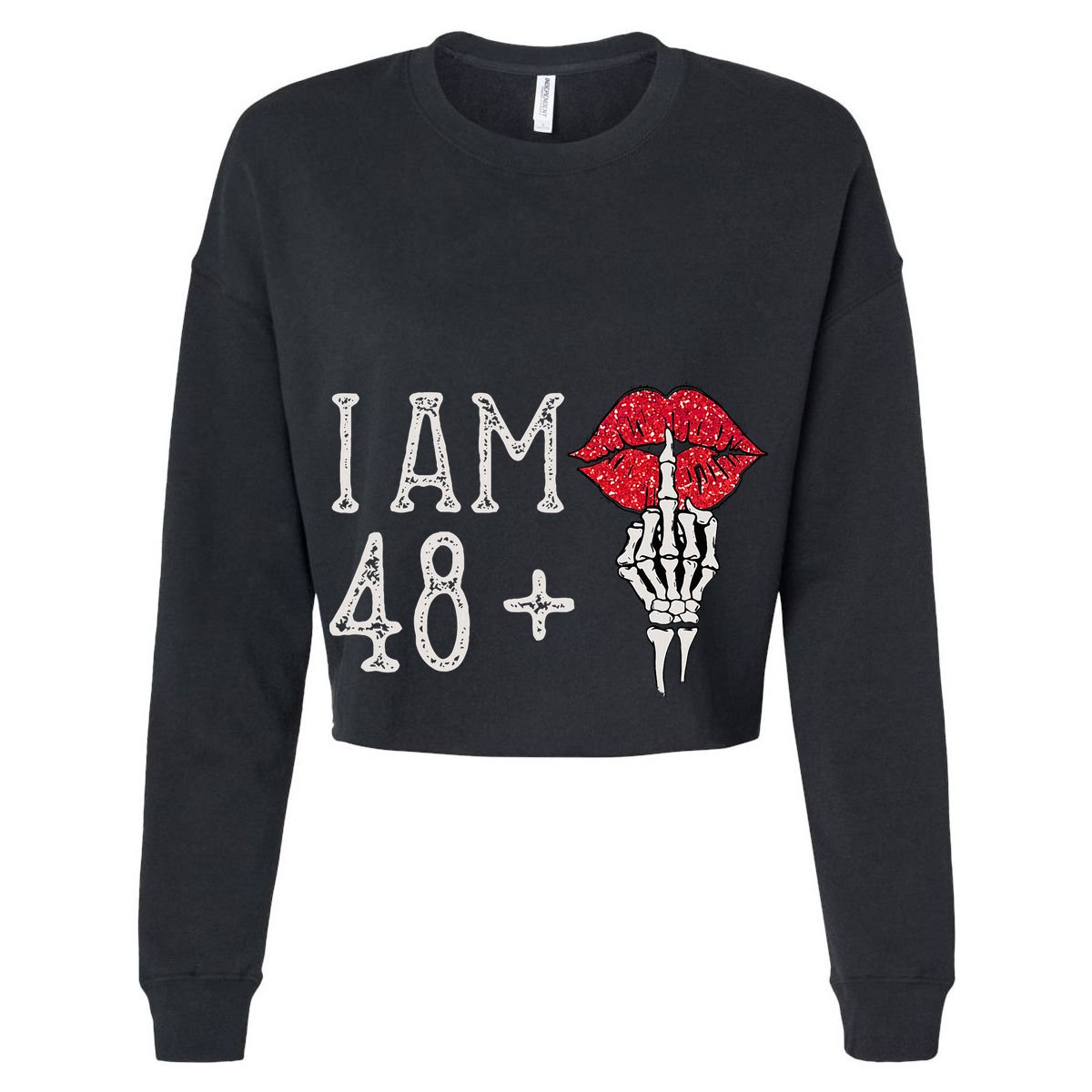 IM 48 Plus 1 Middle Finger Skull Funny 49th Birthday Women's Crop Top Tee