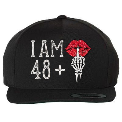 IM 48 Plus 1 Middle Finger Skull Funny 49th Birthday Wool Snapback Cap