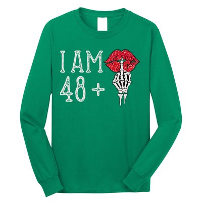 IM 48 Plus 1 Middle Finger Skull Funny 49th Birthday Long Sleeve Shirt