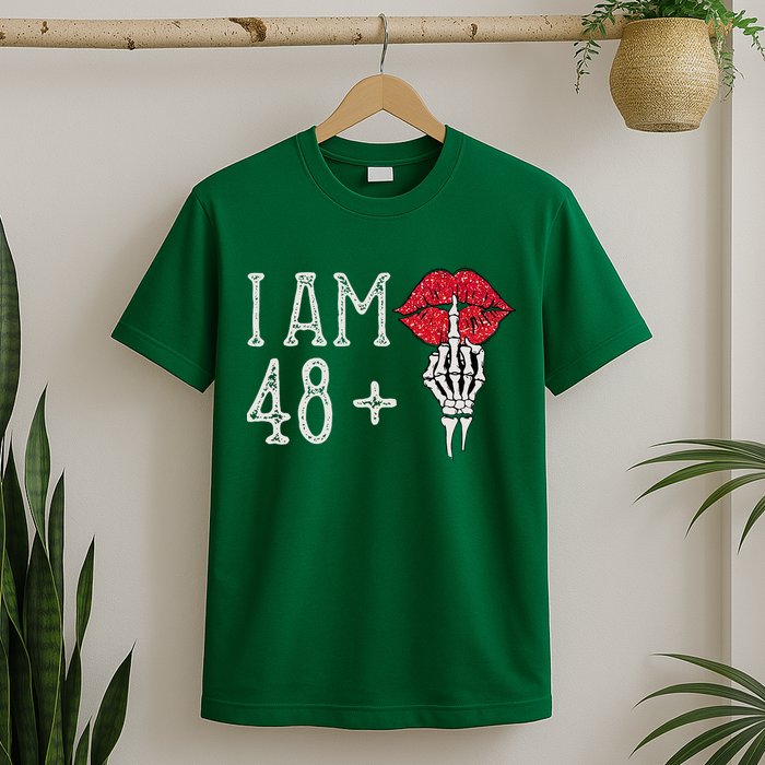 IM 48 Plus 1 Middle Finger Skull Funny 49th Birthday T-Shirt