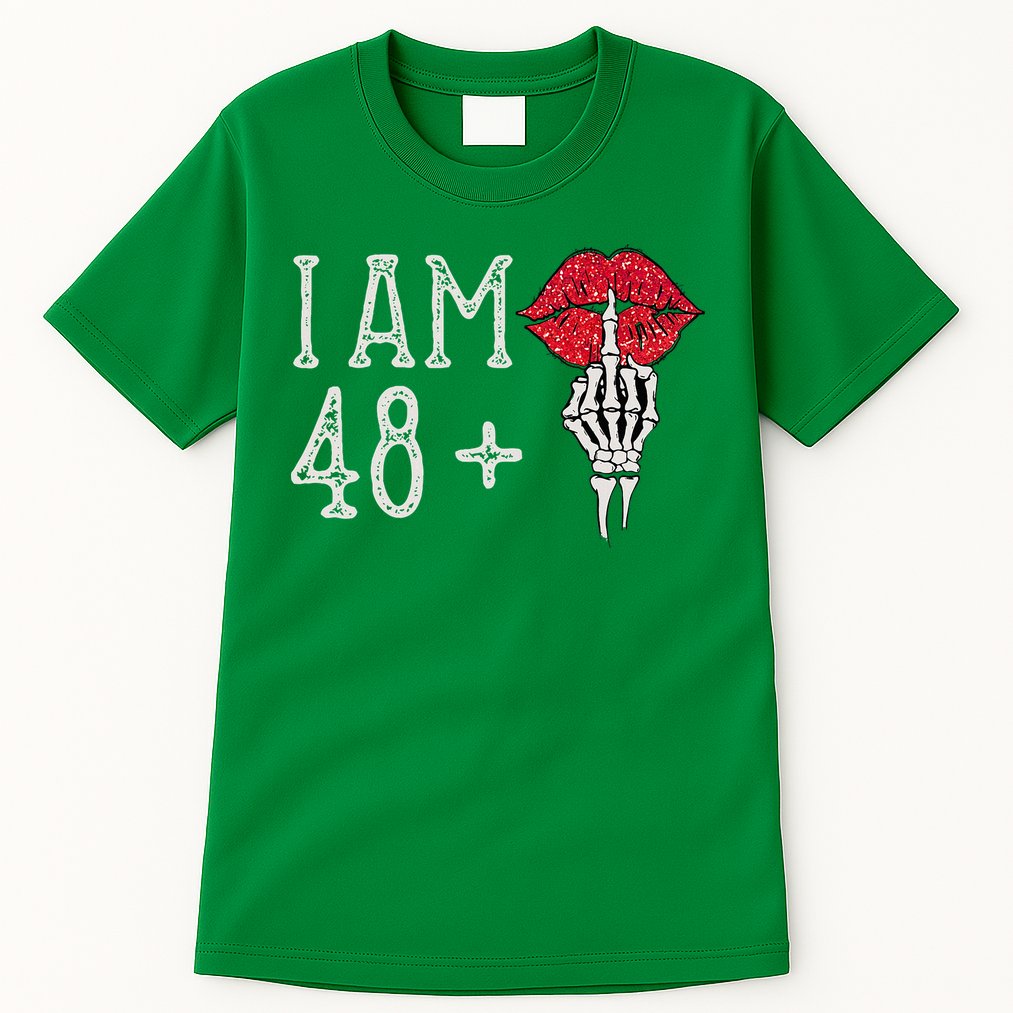 IM 48 Plus 1 Middle Finger Skull Funny 49th Birthday Tall T-Shirt