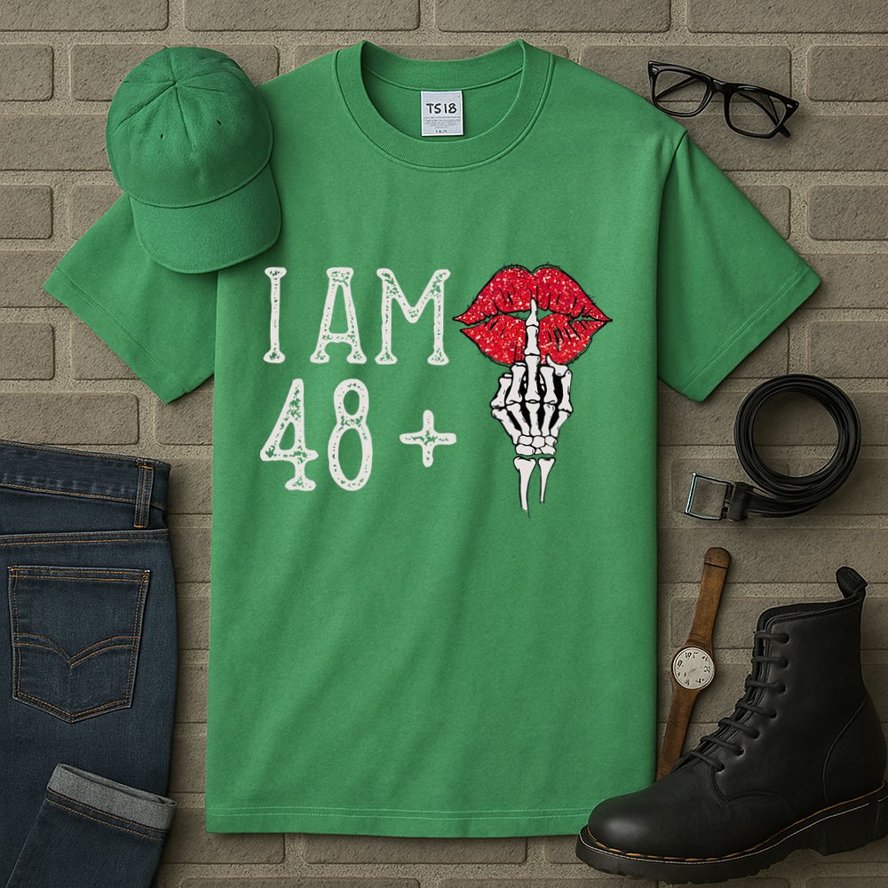 IM 48 Plus 1 Middle Finger Skull Funny 49th Birthday Tall T-Shirt