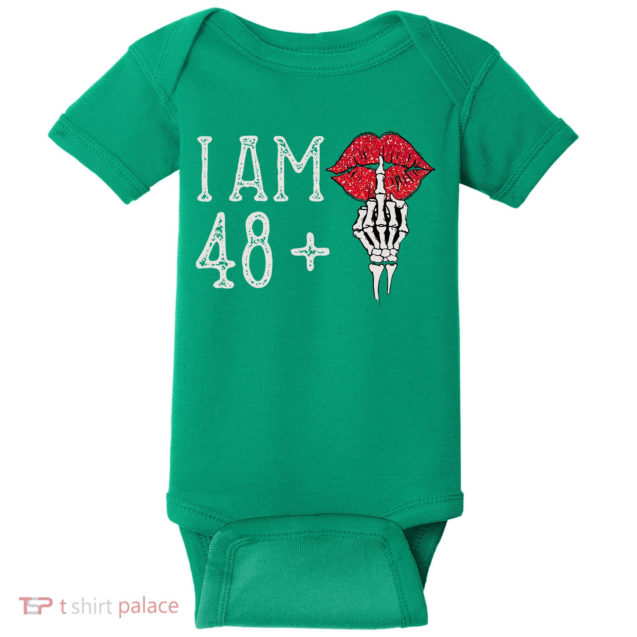 IM 48 Plus 1 Middle Finger Skull Funny 49th Birthday Baby Bodysuit