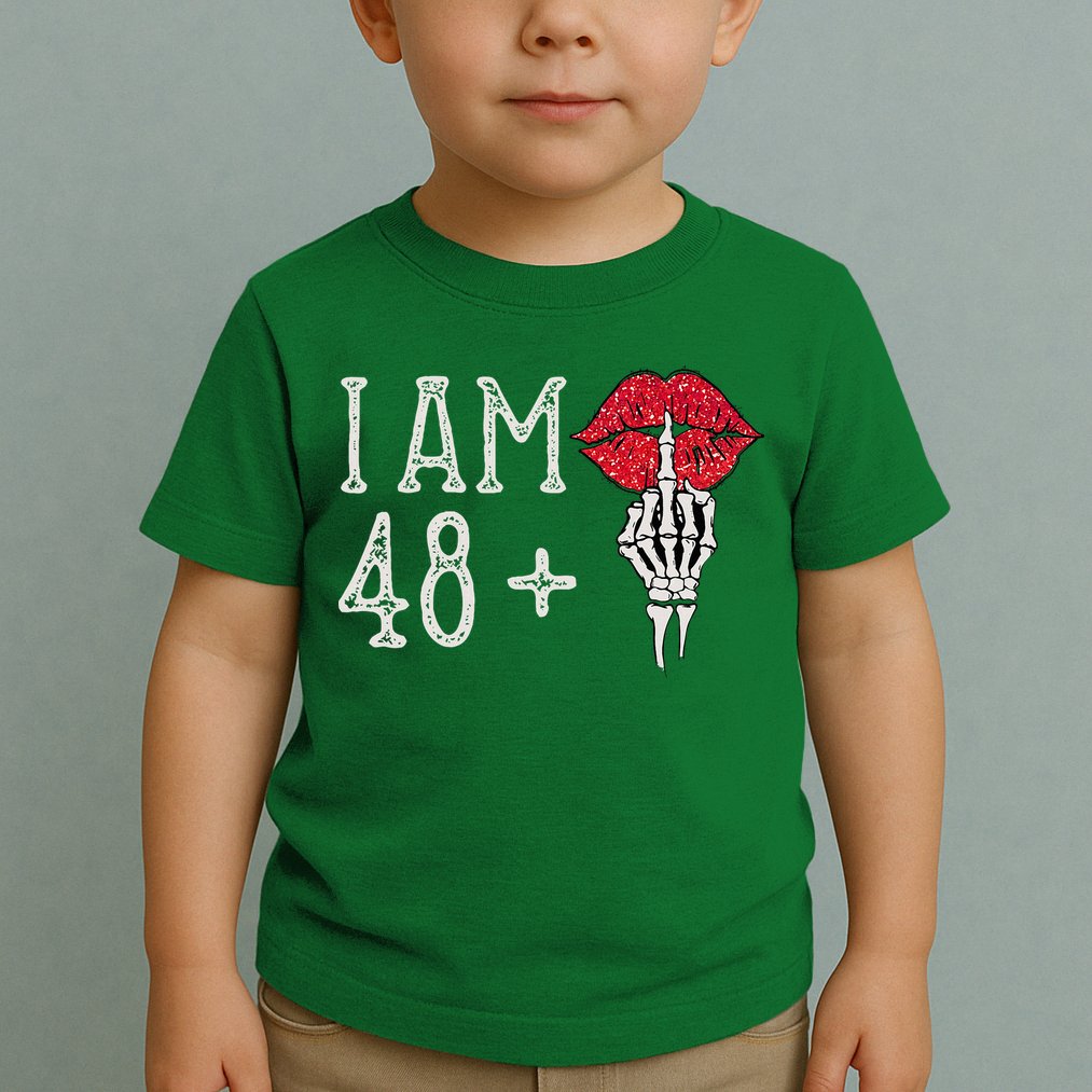 IM 48 Plus 1 Middle Finger Skull Funny 49th Birthday Toddler T-Shirt