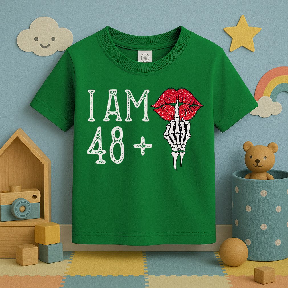 IM 48 Plus 1 Middle Finger Skull Funny 49th Birthday Toddler T-Shirt