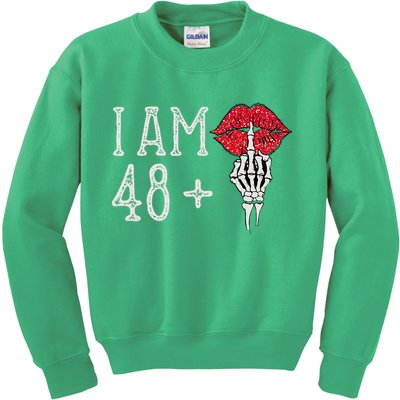 IM 48 Plus 1 Middle Finger Skull Funny 49th Birthday Kids Sweatshirt