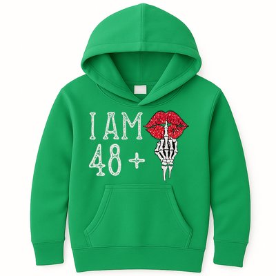 IM 48 Plus 1 Middle Finger Skull Funny 49th Birthday Kids Hoodie