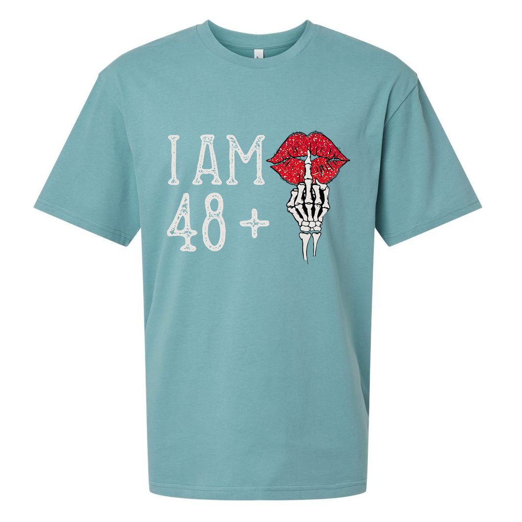 IM 48 Plus 1 Middle Finger Skull Funny 49th Birthday Sueded Cloud Jersey T-Shirt