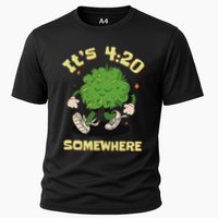 Its 420 Somewhere Funny Weed 420 Marijuana Stoner Cooling Performance Crew T-Shirt