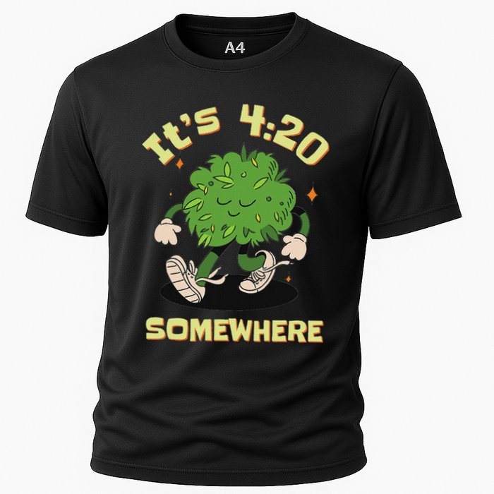 Its 420 Somewhere Funny Weed 420 Marijuana Stoner Cooling Performance Crew T-Shirt