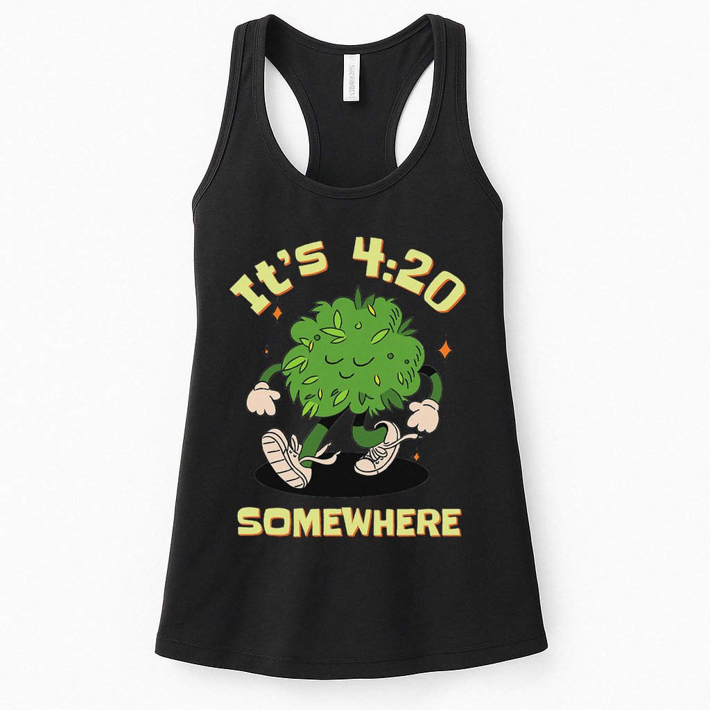 Its 420 Somewhere Funny Weed 420 Marijuana Stoner Womens Tank Top
