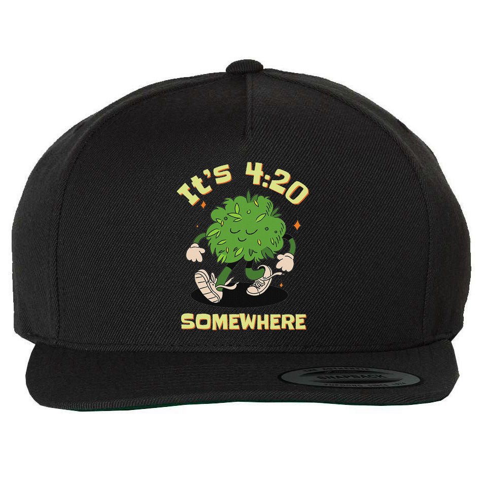 Its 420 Somewhere Funny Weed 420 Marijuana Stoner Wool Snapback Cap
