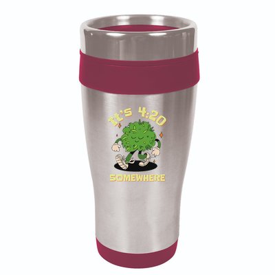 Its 420 Somewhere Funny Weed 420 Marijuana Stoner 16oz Travel Tumbler