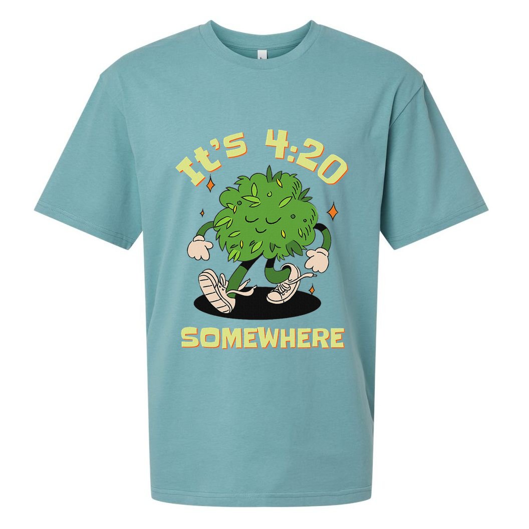 Its 420 Somewhere Funny Weed 420 Marijuana Stoner Sueded Cloud Jersey T-Shirt