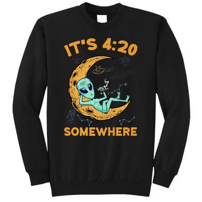 ItS 4:20 Somewhere Weed Moon Alien Marijuana Sweatshirt