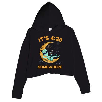 ItS 4:20 Somewhere Weed Moon Alien Marijuana Crop Fleece Hoodie