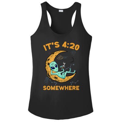 ItS 4:20 Somewhere Weed Moon Alien Marijuana Ladies PosiCharge Competitor Racerback Tank