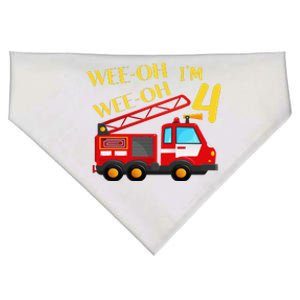 I'm 4 Years Old 4th Birthday Party WeeOh Alarm Fire Truck USA-Made Doggie Bandana