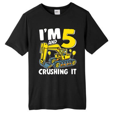 I'm 5 And Crushing It 5 Years Boy 5th Birthday Excavator Tall Fusion ChromaSoft Performance T-Shirt