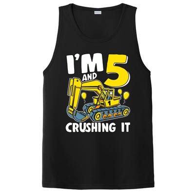 I'm 5 And Crushing It 5 Years Boy 5th Birthday Excavator PosiCharge Competitor Tank