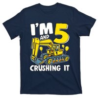 I'm 5 And Crushing It 5 Years Boy 5th Birthday Excavator T-Shirt