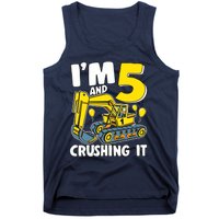 I'm 5 And Crushing It 5 Years Boy 5th Birthday Excavator Tank Top