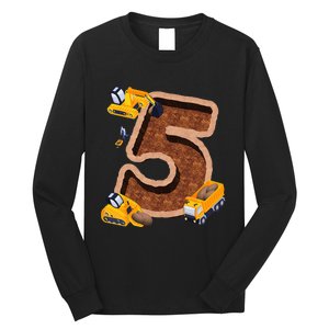 Im 5 and Digging It Dirty 5th -Y Excavator 5th Birthday Long Sleeve Shirt