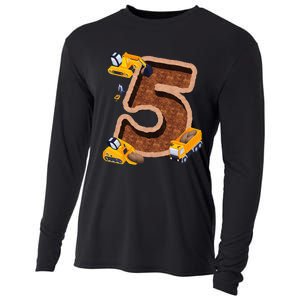 Im 5 and Digging It Dirty 5th -Y Excavator 5th Birthday Cooling Performance Long Sleeve Crew