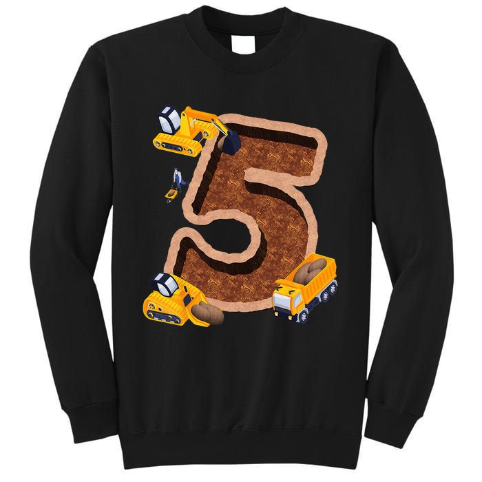 Im 5 and Digging It Dirty 5th -Y Excavator 5th Birthday Tall Sweatshirt