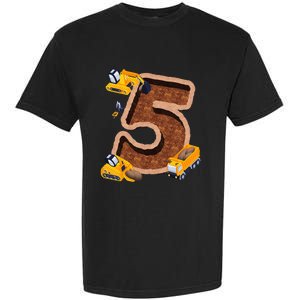 Im 5 and Digging It Dirty 5th -Y Excavator 5th Birthday Garment-Dyed Heavyweight T-Shirt