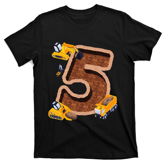 Im 5 and Digging It Dirty 5th -Y Excavator 5th Birthday T-Shirt