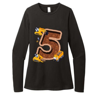 Im 5 and Digging It Dirty 5th -Y Excavator 5th Birthday Womens CVC Long Sleeve Shirt